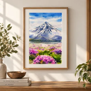 نقاشی آبرنگ قله دماوند